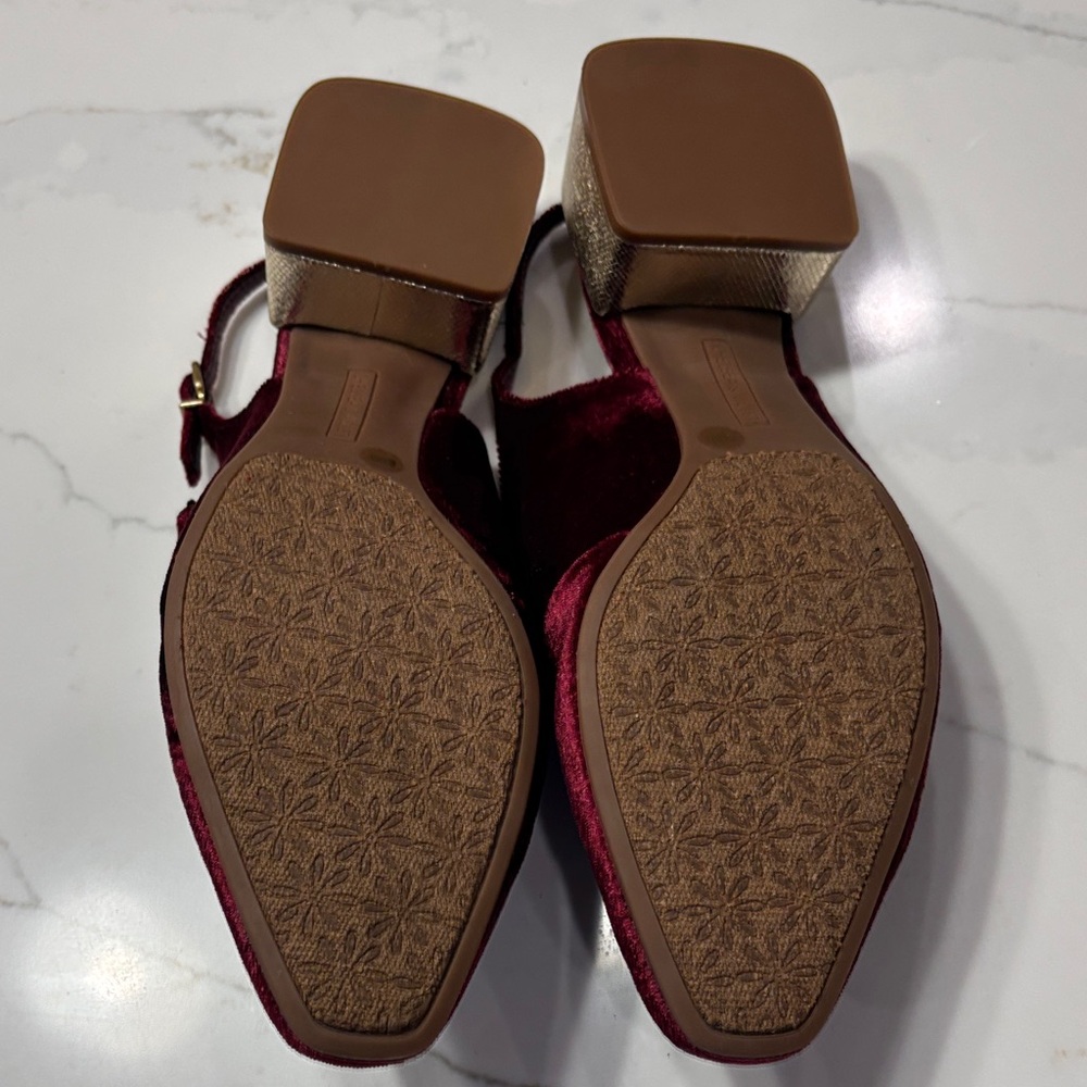 Chelsea & Violet Burgundy Velvet Heels - Picture 9 of 10